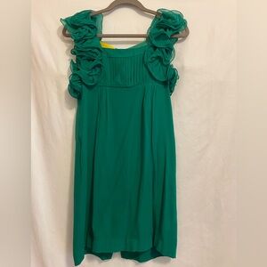 Catherine Malandrino Green Sheath Dress, Sleeveless Silk crepe lined, Size 2